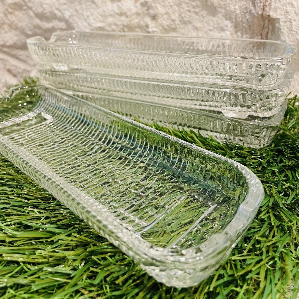 Vintage Set of Four (4) Glass Corn-on-the-Cob Dishes